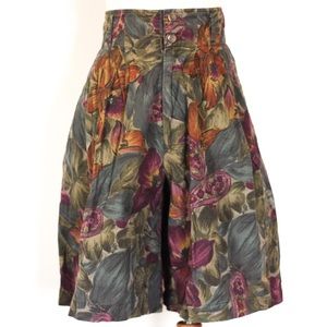 ☾ Vintage high waisted floral cotton shorts